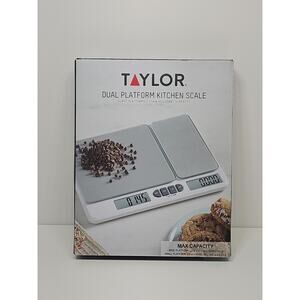 Taylor Dual Platform Digital Kitchen Scale White Glass Plastic Stain Resistant